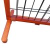 Wooden dog gate; free standing wire mesh pet gate; expandable; MAHOGANY