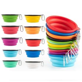 1000ml Large Collapsible Dog Pet Folding Silicone Bowl Outdoor Travel Portable Puppy Food Container Feeder Dish Bowl (Color: yellow, size: 350ML)